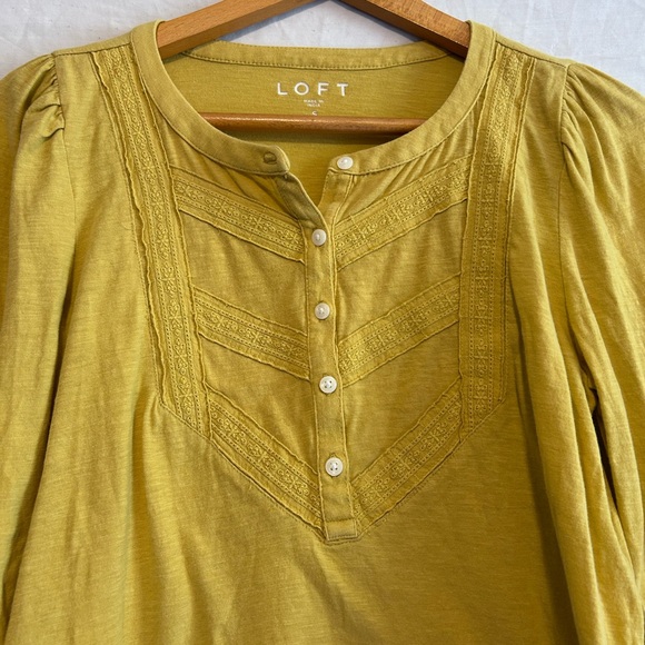 Earthy Mustard Yellow Lace Trimmed Bib Henley Top / Feminine
Boho Long Sleeve - Picture 3 of 5